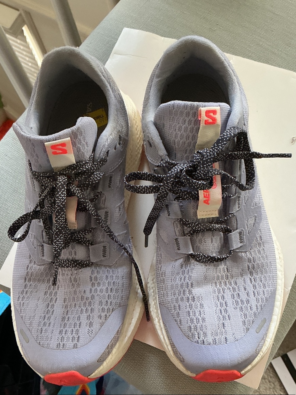 Light Lavender Knit Running Sneakers with Reflective Laces SALOMON ORTHOLITE